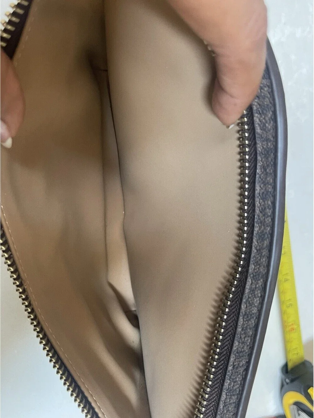 Michael Kors Logo Double-Zip Fanny Pack in brown with gold-tone hardware
